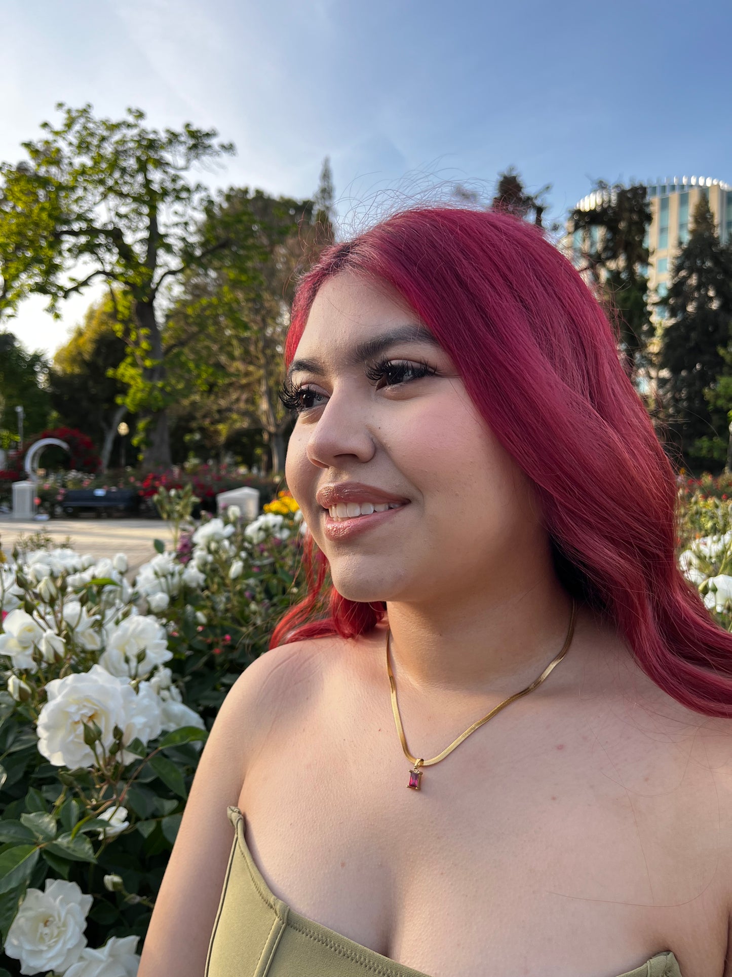 Pretty in Pink Pendant Snake Chain Necklace